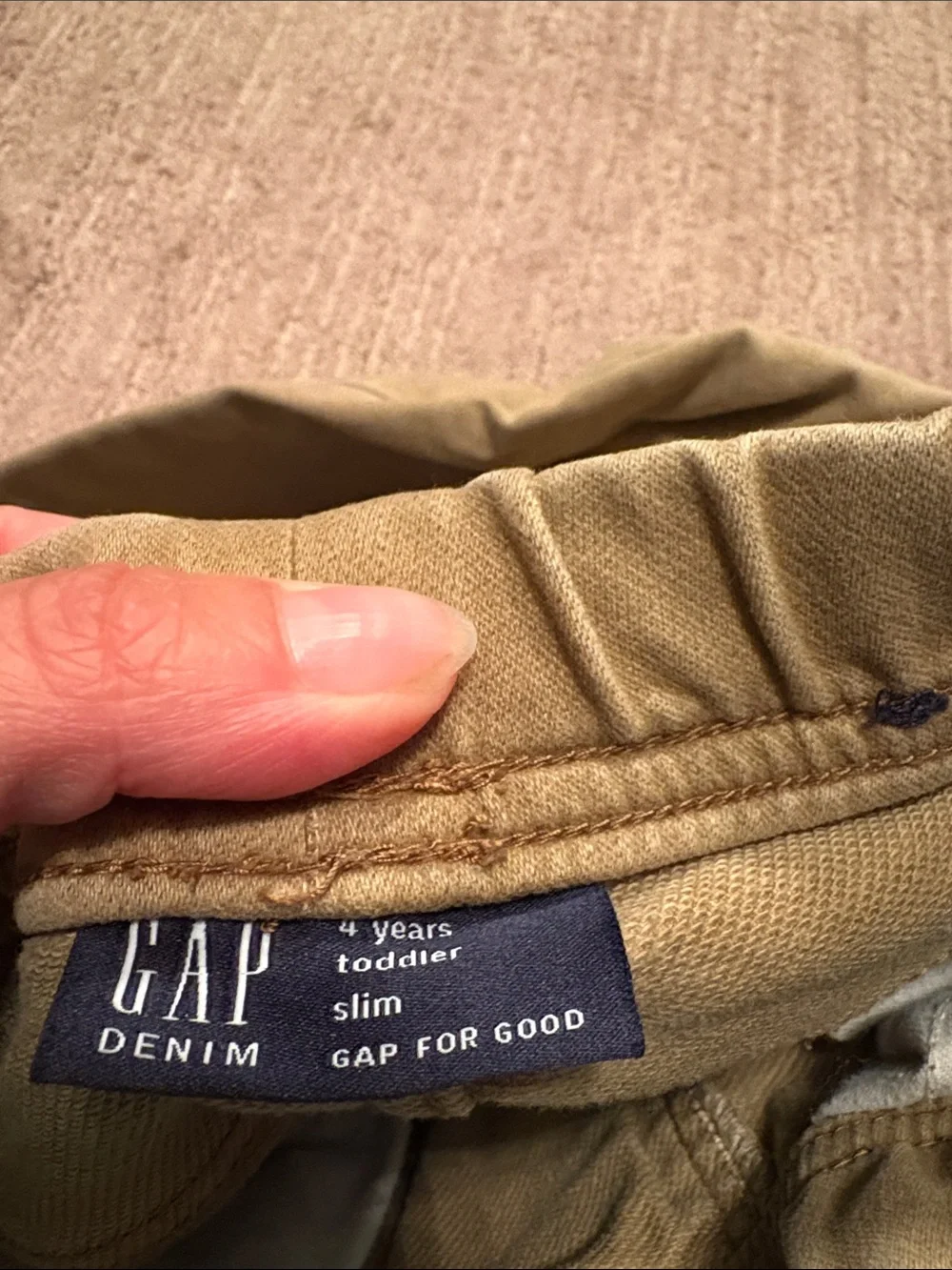Kids Khaki, Red and Navy Casual Bottoms Trio. Brands Gap, Oshkosh, and Gymboree.